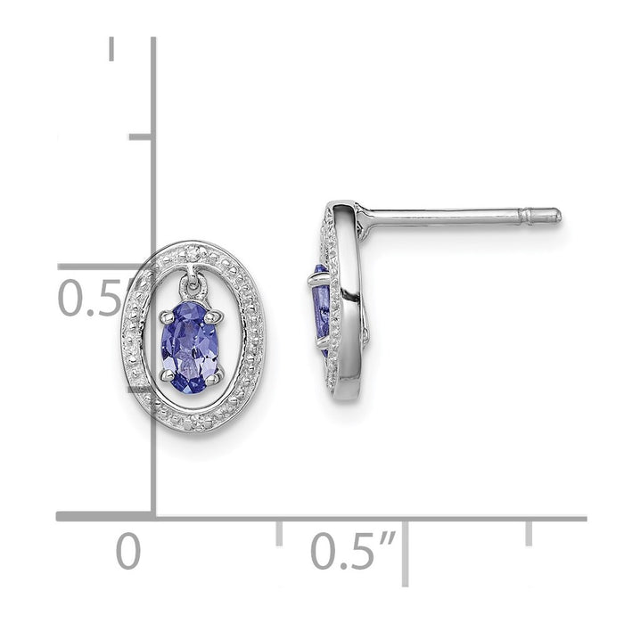 Buy Stylish Rhodium-Plated Sterling Silver Earrings with Diamond & Tanzanite Accents-4