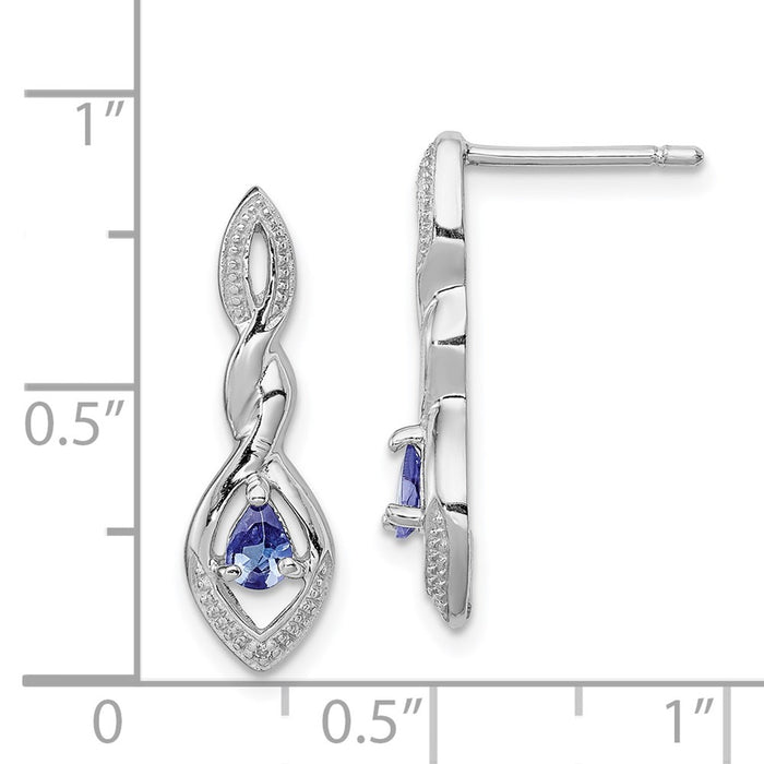 Exclusive Rhodium-Plated Sterling Silver Earrings with Diamonds & Tanzanite - Affordable Luxury-4