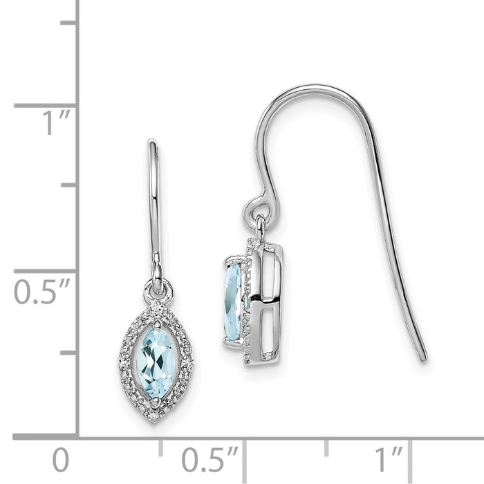 Buy Designer Rhodium-Plated Sterling Silver Earrings with Diamonds & Aquamarine-4