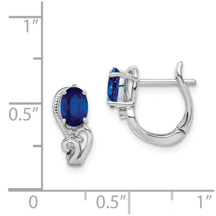 Shop Stylish Rhodium-Plated Sterling Silver Hinged Earrings with Diamonds & Sapphires-4