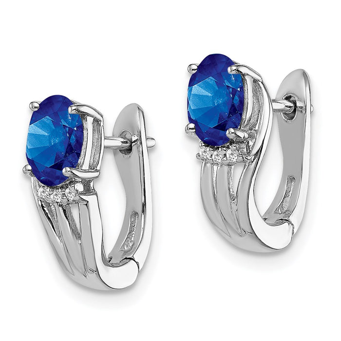 Buy Exclusive Rhodium-Plated Sterling Silver Earrings with Diamonds & Sapphires-2