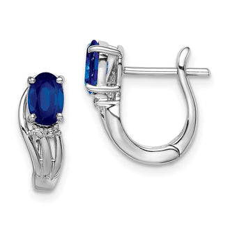 Buy Exclusive Rhodium-Plated Sterling Silver Earrings with Diamonds & Sapphires