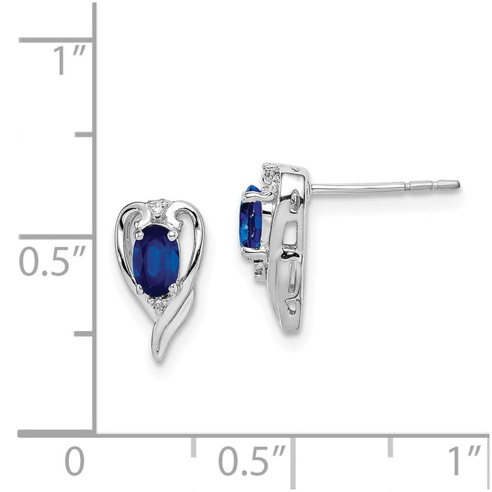 Shop Stylish Rhodium-Plated Sterling Silver Diamond & Sapphire Stud Earrings-4