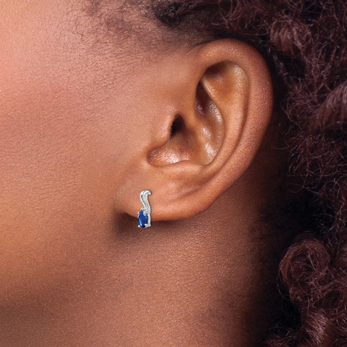 Buy Exclusive Rhodium-Plated Sterling Silver Earrings with Diamonds & Sapphires-3