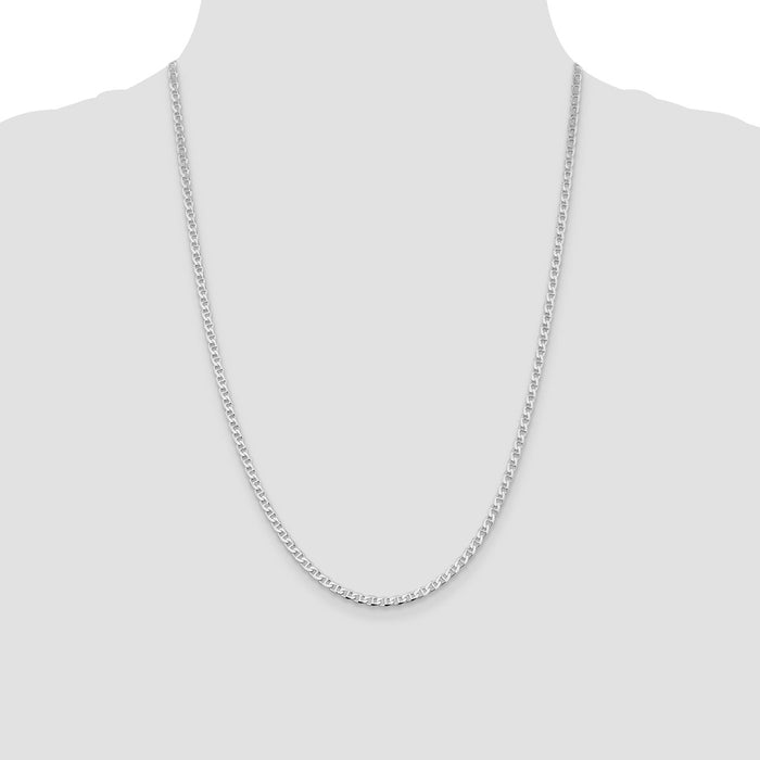 Buy Exclusive 3.15mm Rhodium-Plated Sterling Silver Double Curb Chain - Stylish Value!-4
