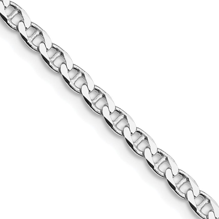 Buy Exclusive 3.15mm Rhodium-Plated Sterling Silver Double Curb Chain - Stylish Value!-1