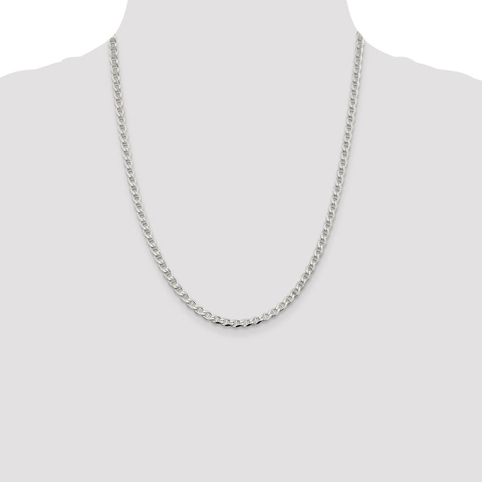 Buy Stylish Sterling Silver 4.0mm Double Cut Flat Anchor Curb Chain-4