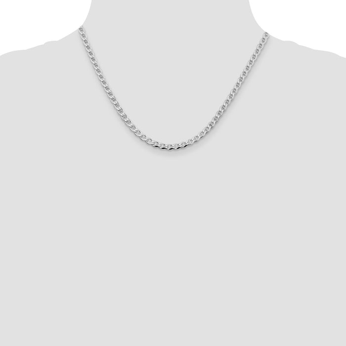 Buy Stylish Rhodium-Plated Sterling Silver 4.0mm Double Curb Chain - Luxury Value!-4