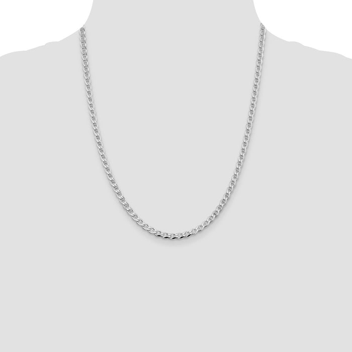 Designer Rhodium-Plated Sterling Silver 4.0mm Double Curb Chain - Stylish Value!-4