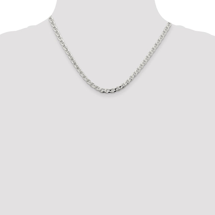 Buy Stylish 4.65mm Diamond-Cut Flat Anchor Curb Chain in Sterling Silver-4