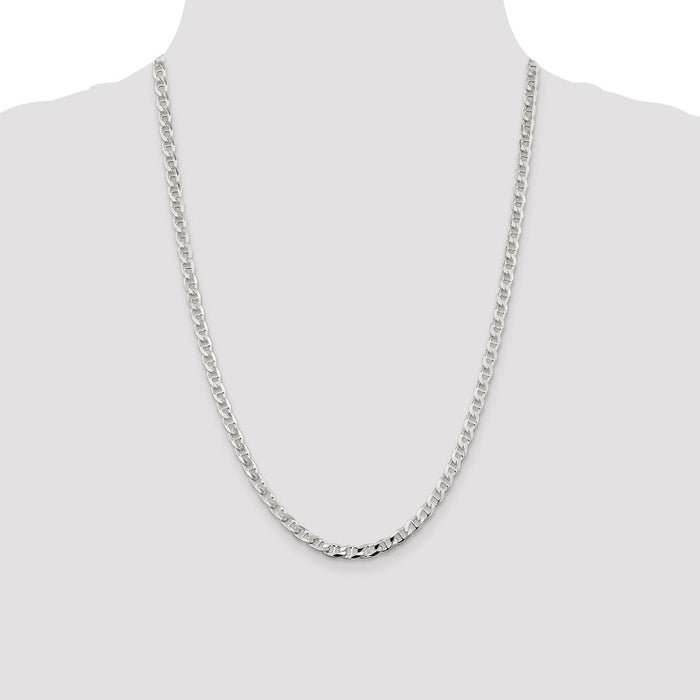 Exclusive Sterling Silver 4.65mm Diamond-Cut Flat Anchor Curb Chain - Stylish Value-4