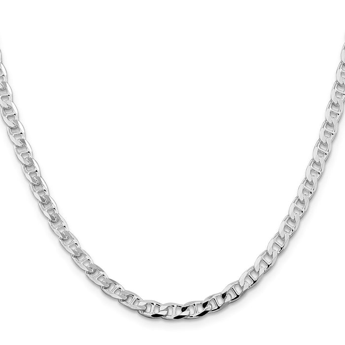 Buy Stylish Rhodium-Plated Sterling Silver 4.65mm Double Curb Chain - Affordable Luxury!-2