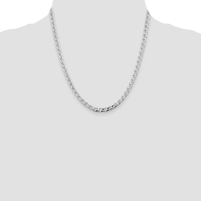 Buy Stylish Rhodium-Plated Sterling Silver 4.65mm Double Curb Chain - Affordable Elegance-4