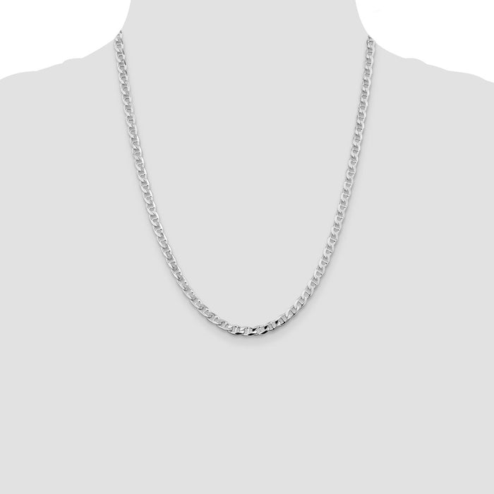 Buy Stylish Rhodium-Plated Sterling Silver 4.65mm Double Curb Chain - Affordable Luxury!-4