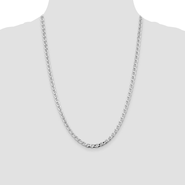 Buy Stylish Rhodium-Plated Sterling Silver 4.65mm Double Curb Chain | Affordable Luxury-4