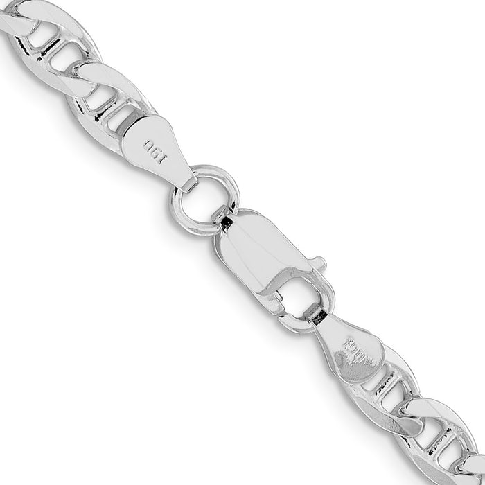 Buy Stylish Rhodium-Plated Sterling Silver 5.7mm Double Curb Flat Anchor Chain-3
