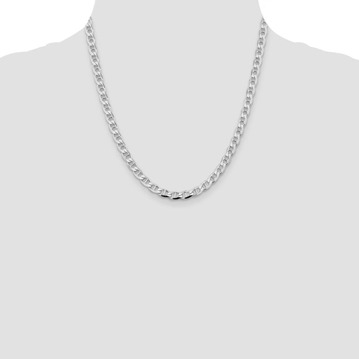High-Quality Rhodium-Plated Sterling Silver 5.7mm Double Curb Chain - Stylish Value-4
