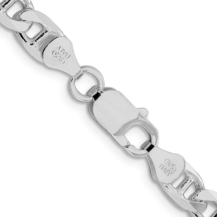Buy Stylish Rhodium-Plated Sterling Silver 6.5mm Double Curb Anchor Chain-3
