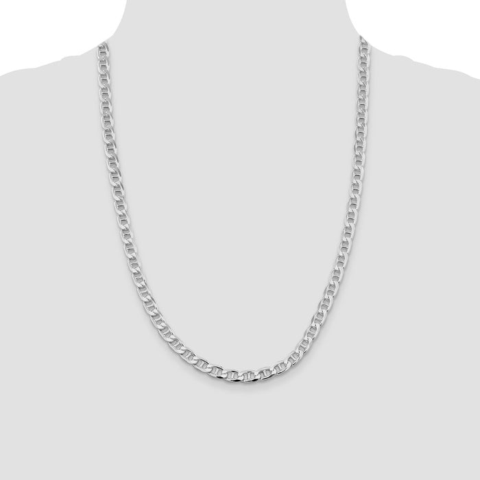 Buy Stylish Rhodium-Plated Sterling Silver 6.5mm Double Curb Anchor Chain-4