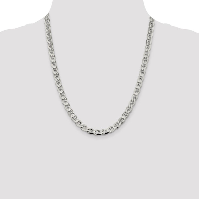 High-Quality 7.4mm Sterling Silver Double Curb Anchor Chain - Affordable Style-4