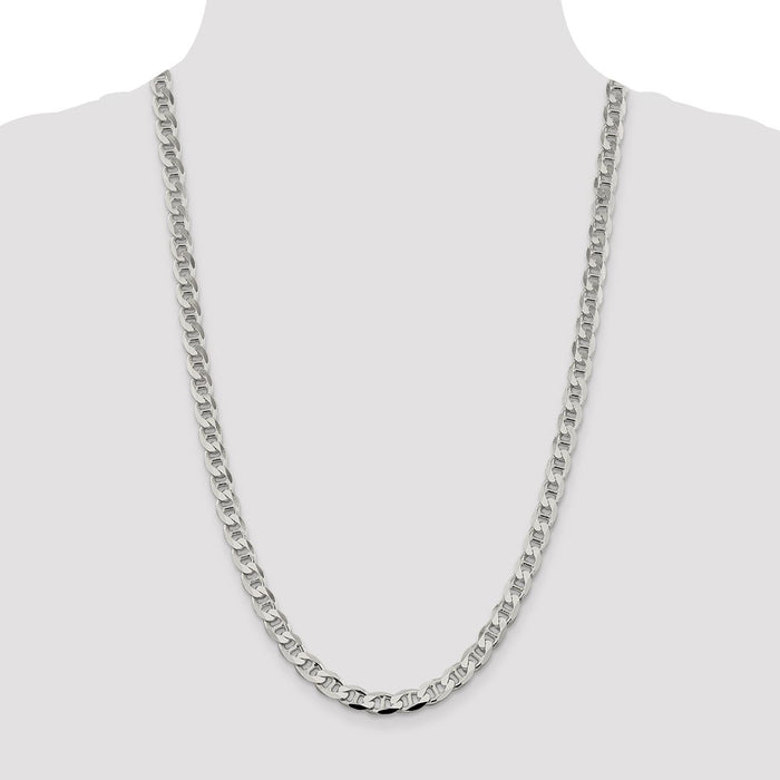 Buy Stylish 7.4mm Double Curb Flat Anchor Chain in Sterling Silver - Luxury Value!-4