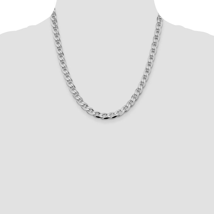 High-Quality Rhodium-Plated 7.4mm Sterling Silver Anchor Chain - Stylish Value!-4