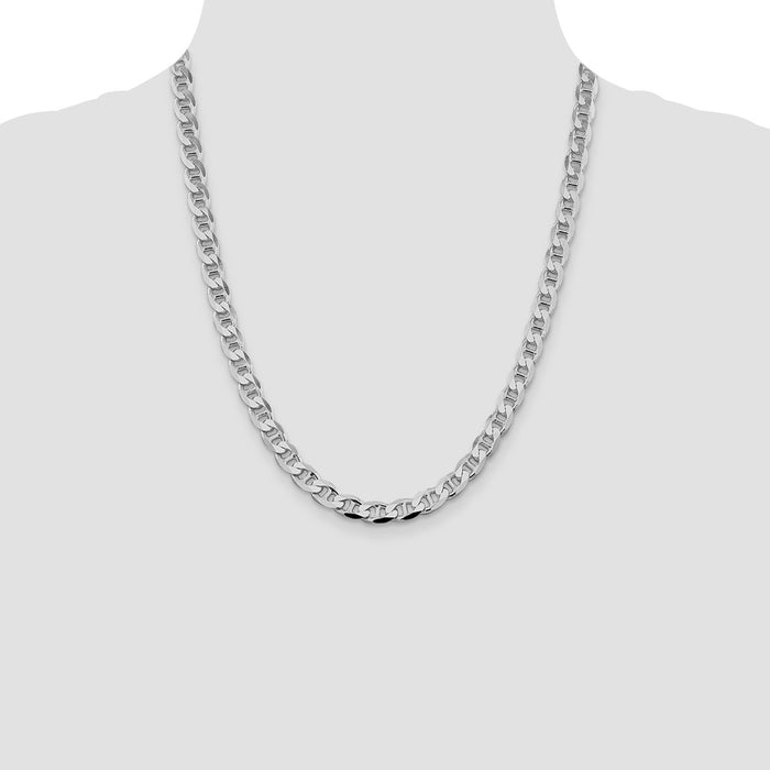 Buy Stylish Rhodium-Plated Sterling Silver 7.4mm Double Curb Anchor Chain-4