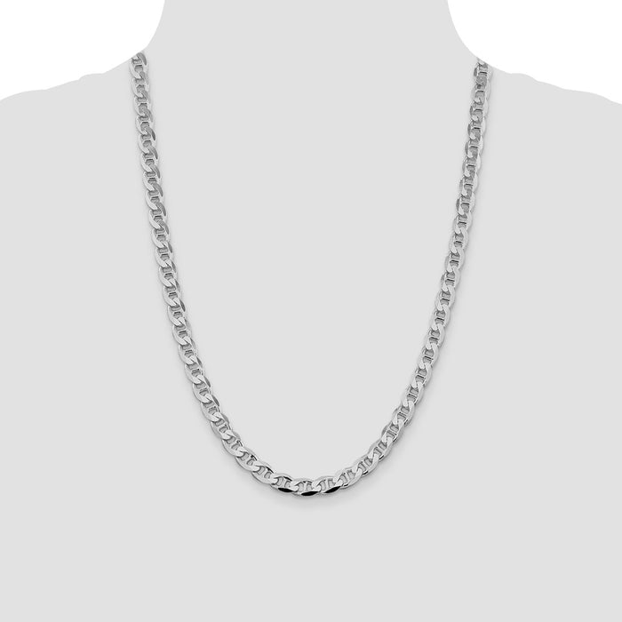 Exclusive Rhodium-Plated Sterling Silver 7.4mm Anchor Curb Chain - Stylish Value!-4