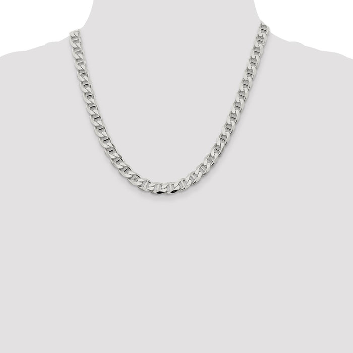 Order Stylish 8.25mm Double Curb Flat Anchor Chain in High-Quality Sterling Silver-4