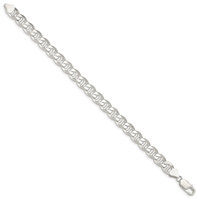 Buy Stylish Sterling Silver 8.25mm Double Curb Flat Anchor Chain - Luxury Design-2
