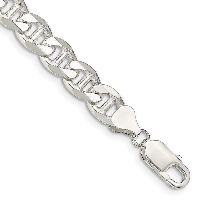 Buy Stylish Sterling Silver 8.25mm Double Curb Flat Anchor Chain - Luxury Design-1