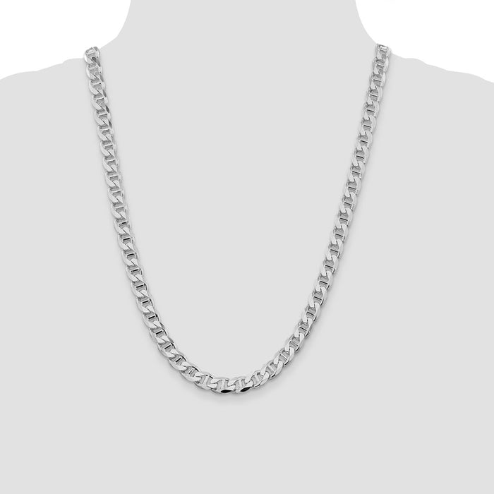 Designer Rhodium-Plated Sterling Silver 8.25mm Double Curb Chain - Stylish Value!-4