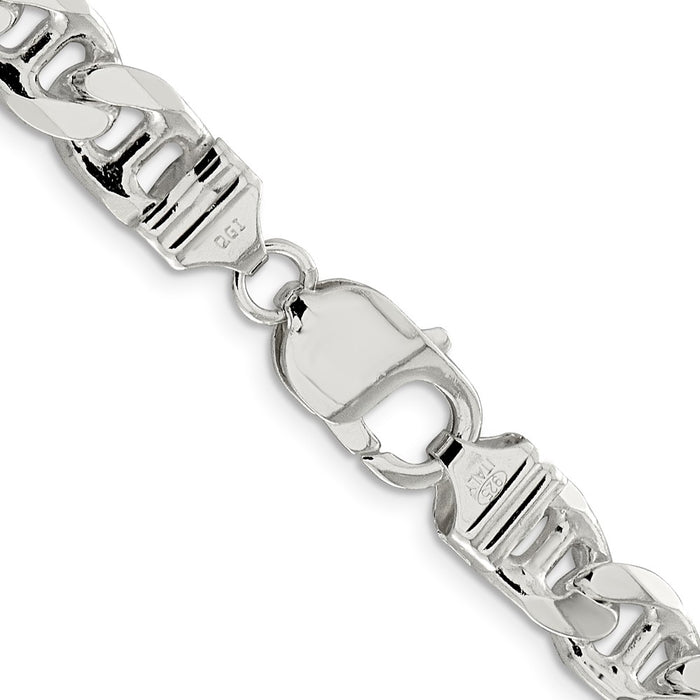High-Quality 9mm Double Curb Flat Anchor Chain in Sterling Silver - Stylish Value-3