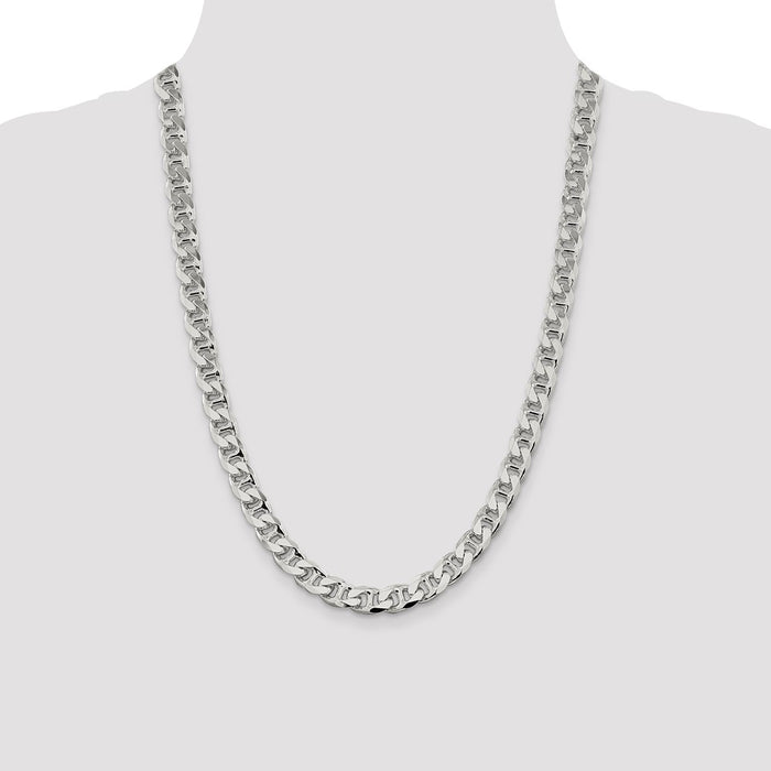 Buy Stylish 9mm Sterling Silver Double Curb Flat Anchor Chain - Affordable Price-4