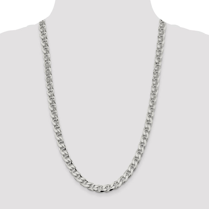High-Quality 9mm Double Curb Flat Anchor Chain in Sterling Silver - Stylish Value-4