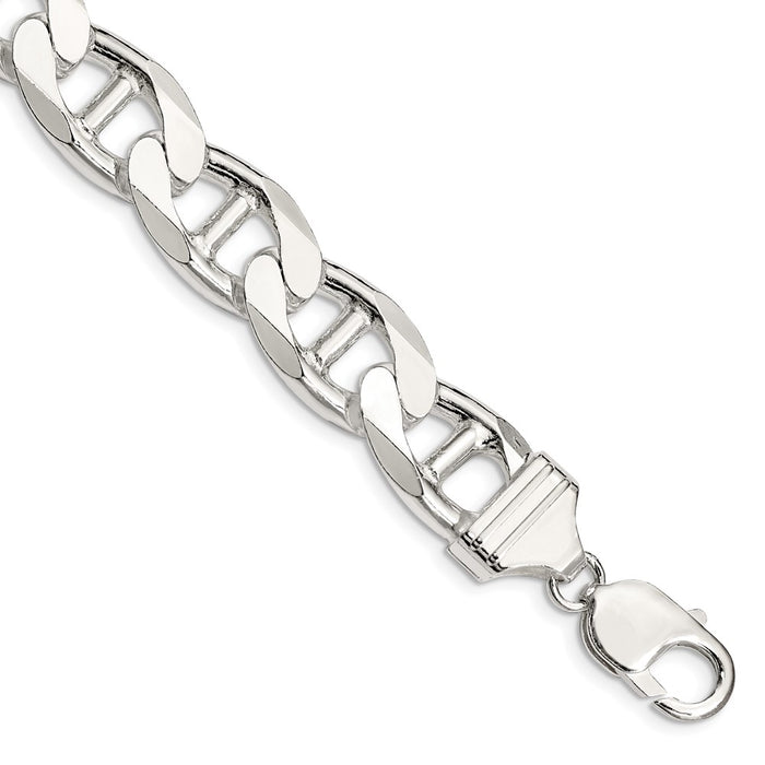 Buy Stylish 13.5mm Sterling Silver Double Curb Flat Anchor Chain - Luxury Value!-1