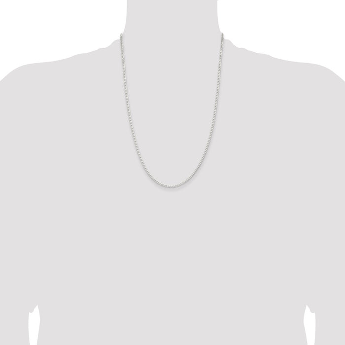 Buy Stylish 2.3mm Beveled Curb Chain in 925 Sterling Silver - Affordable Price!-4