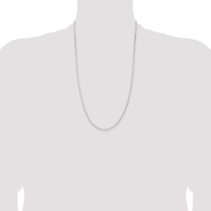 Buy Exclusive 2.3mm Beveled Curb Chain in Sterling Silver - Stylish Value!-4