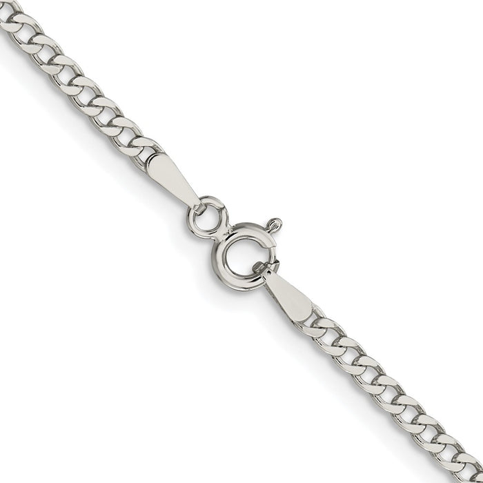 Buy Stylish Rhodium-Plated Sterling Silver 2.3mm Beveled Curb Chain - Affordable Luxury-3