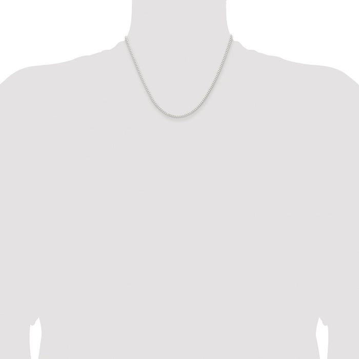 Buy Stylish Rhodium-Plated Sterling Silver 2.3mm Beveled Curb Chain - Affordable Luxury-4