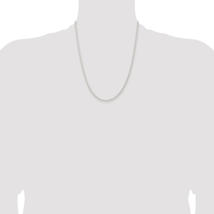 Buy Stylish Rhodium-Plated Sterling Silver 2.3mm Beveled Curb Chain - Affordable Luxury-4