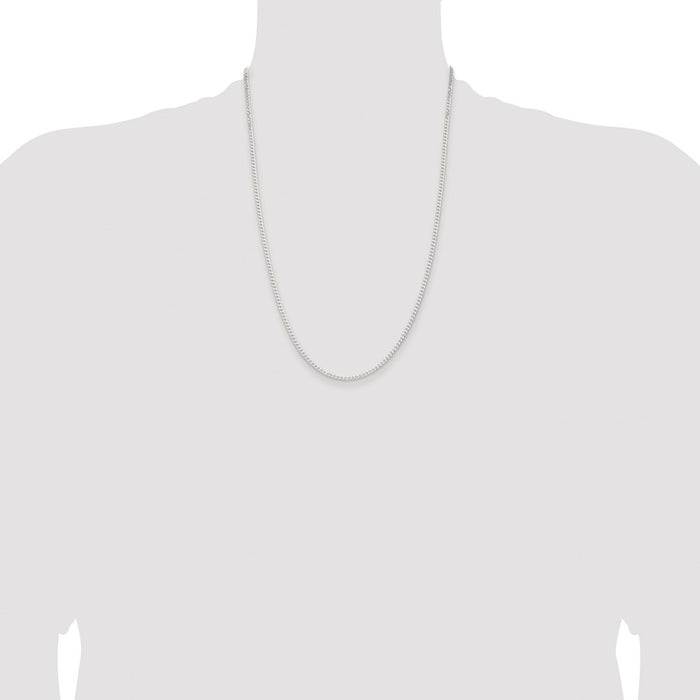 Exclusive Rhodium-Plated Sterling Silver 2.3mm Beveled Curb Chain - Stylish Value!-4