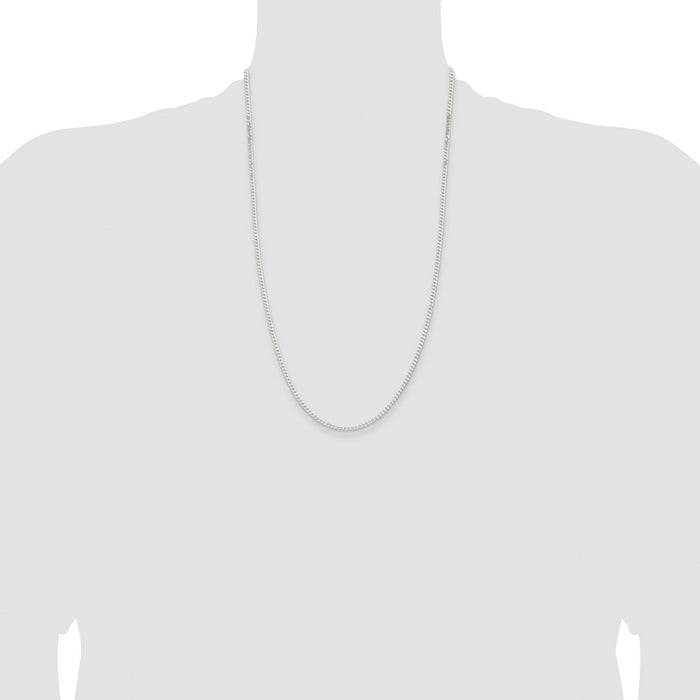 Exclusive 2.3mm Rhodium-Plated Beveled Curb Chain in Sterling Silver-4