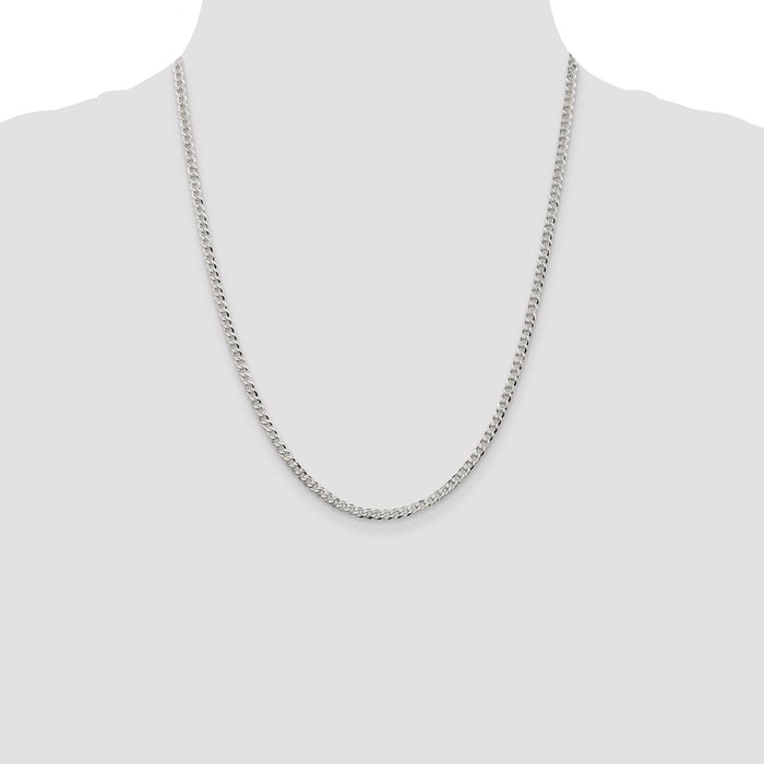High-Quality 3.2mm Beveled Curb Chain in Sterling Silver - Stylish & Affordable-4