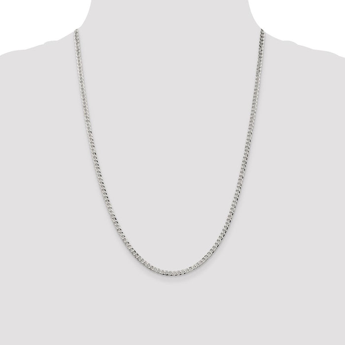 Exclusive 3.2mm Beveled Curb Chain in Sterling Silver - Stylish & Affordable!-4