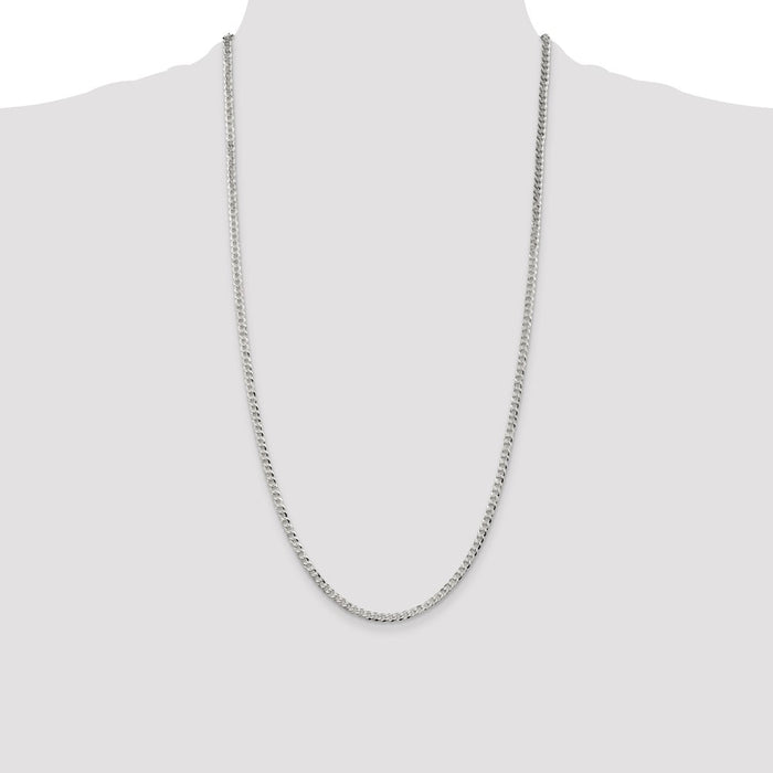 Buy Stylish 3.2mm Beveled Curb Chain in Sterling Silver - Affordable Luxury-4