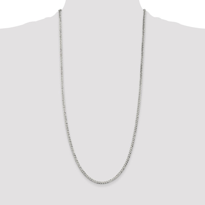 High-Quality 3.2mm Beveled Curb Chain in Sterling Silver - Stylish Value Jewelry-4