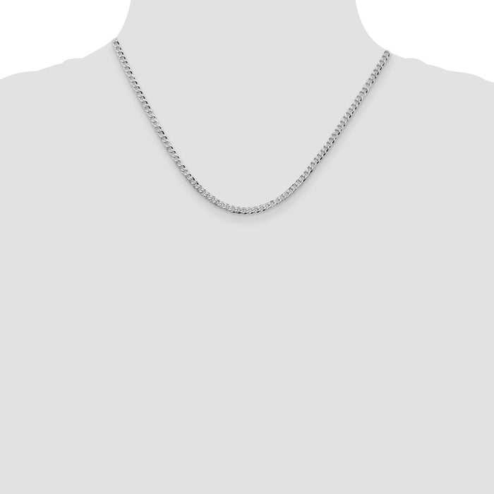 Buy Stylish Rhodium-Plated Sterling Silver 3.2mm Beveled Curb Chain, Value!-4