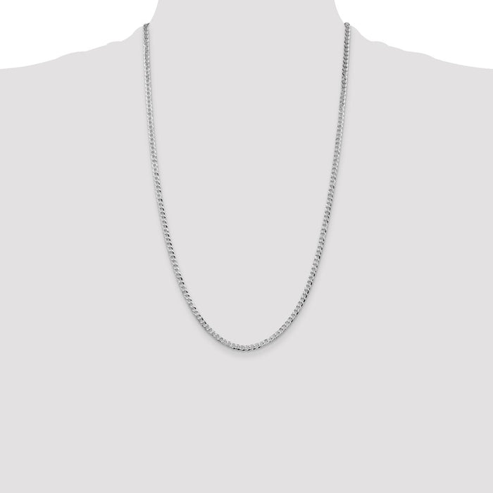 Buy Stylish Rhodium-Plated Sterling Silver 3.2mm Beveled Curb Chain - Luxury Value-4