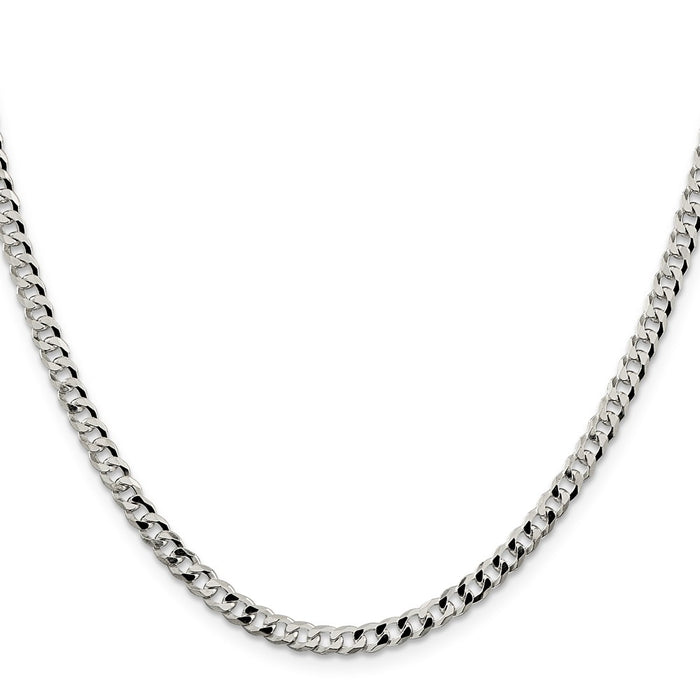 High-Quality 4mm Beveled Curb Chain in Sterling Silver - Stylish Value Accessory-2